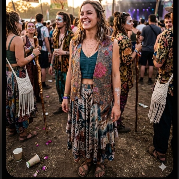 Jackets & Blazers - Coachella Vintage Creazioni Effeci Beaded Vest Multi Colored Florals